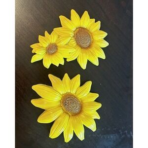 VTG Sunflower Ceramic Wall Hanging Decor Floral Hippie Girly Gift